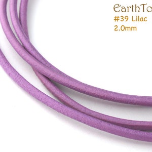 LRD0125039 2.0mm, 2.5mm Lilac Genuine Round Leather Cord. Length Available. 2.0mm