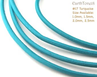 LRD0120017) 1.0mm, 1.5mm, 2.0mm, 2.5mm Turquoise Genuine Round Leather Cord.  Length Available.