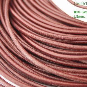 LRD0120010) 1,5 mm, 2,0 mm Granada Genuine Round Leather Cord.  Lunghezza disponibile.