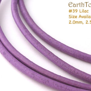 LRD0125039 2.0mm, 2.5mm Lilac Genuine Round Leather Cord. Length Available. image 1