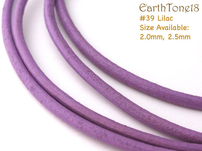 LRD0125039 2.0mm, 2.5mm Lilac Genuine Round Leather Cord. Length Available. image 1