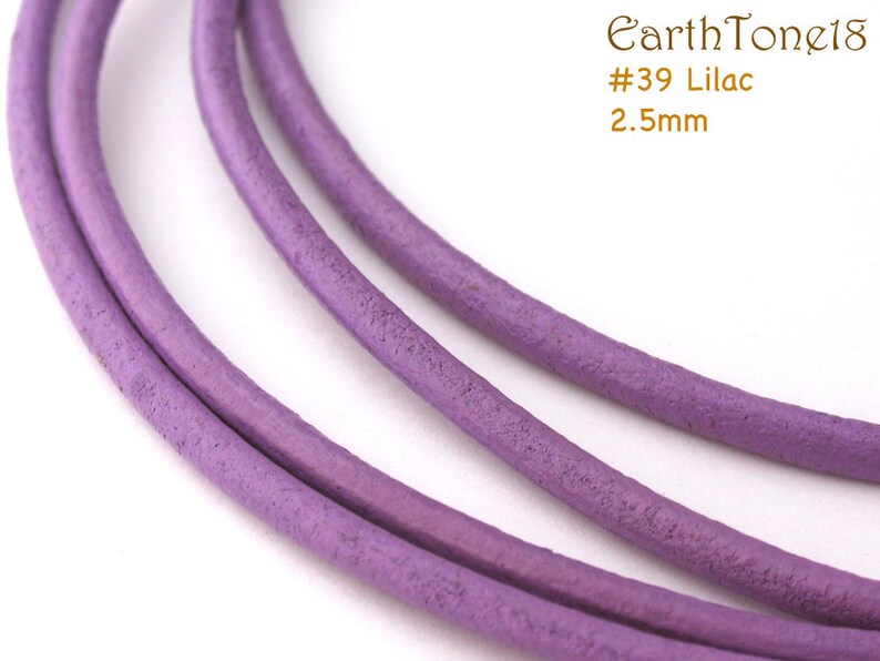 LRD0125039 2.0mm, 2.5mm Lilac Genuine Round Leather Cord. Length Available. 2.5mm