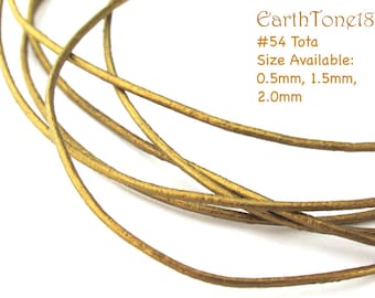 LRD0105054) 0.5mm, 1.5mm, 2.0mm Tota Genuine Metallic Round Leather Cord.   Length Available.