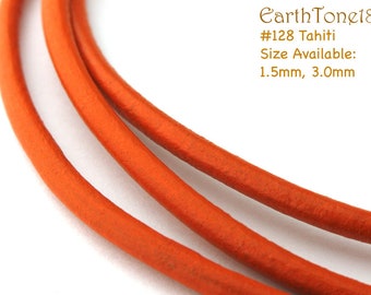 LRD0130128) 1.5mm,  3.0mm Tahiti Genuine Round Leather Cord.  Length Available.