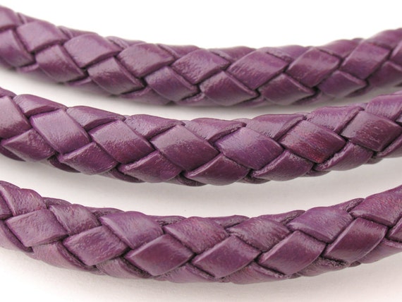 LBOLO0360641) 6.0mm Dark Violet Genuine Braided Bolo Leather