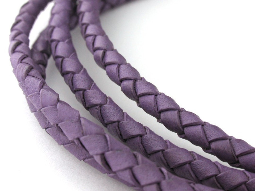LBOLO0340668) 4.0mm Violet Genuine Braided Bolo Leather Cord