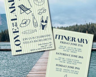 Plantilla de invitación para despedida de soltera "Amor en el lago"