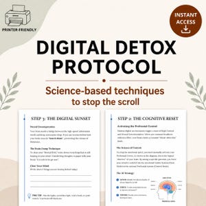 Stop Scrolling Cheat Sheet | Digital Detox, Brain Fog Relief & Dopamine Reset PDF