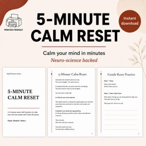 5-Minute Calm Reset Journal, Overthinking Help, Mindfulness Practice (PDF Download)