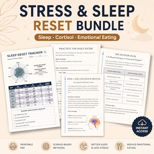 Tired But Wired? Sleep, Stress & Cortisol Reset Bundle PDF | Calm Your Nervous System