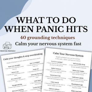 Anxiety and Panic Relief Cheat Sheet - 40 Grounding Techniques Printable PDF