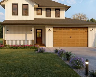 Modern 4-Bedroom House Plan | Two-Story Architectural Drawings / FULL CONSTRUCTION Plan Set (PDF) Material List Included
