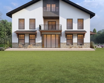 Progetto di casa moderna con 3 camere da letto / Villa di lusso con 3,5 bagni / Garage per 3 auto / Progetto di casa a due piani di 3500 piedi quadrati (PDF)
