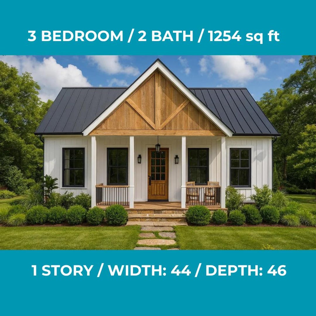 Modern Farmhouse Plan | 3 Bedroom, 2 Bath / FULL CONSTRUCTION Plan Set ...