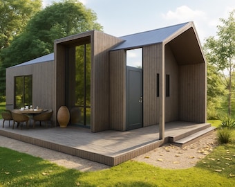 Tiny House Plans 576 Sq Ft | Cabin Plans PDF | 1 Bedroom Small House Plan | DIY Home Blueprint | Material List Included