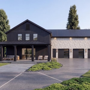 Luxury Barndominium House Plan | 4 Bedroom 2 Story Barndo | Large Garage | PDF + Material List