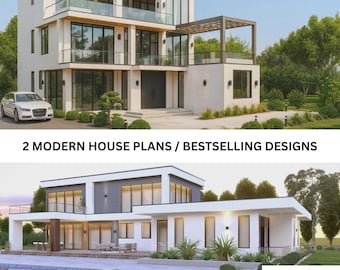Moderne Hauspläne im Paket | Luxusvilla & 3-geschossiges Haus / Kompletter Bauplan (PDF) inklusive Materialliste