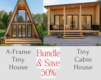 Paquete de planos para minicasa con estructura en A y cabaña moderna / Ahorra un 50 % / Lista de materiales gratuita