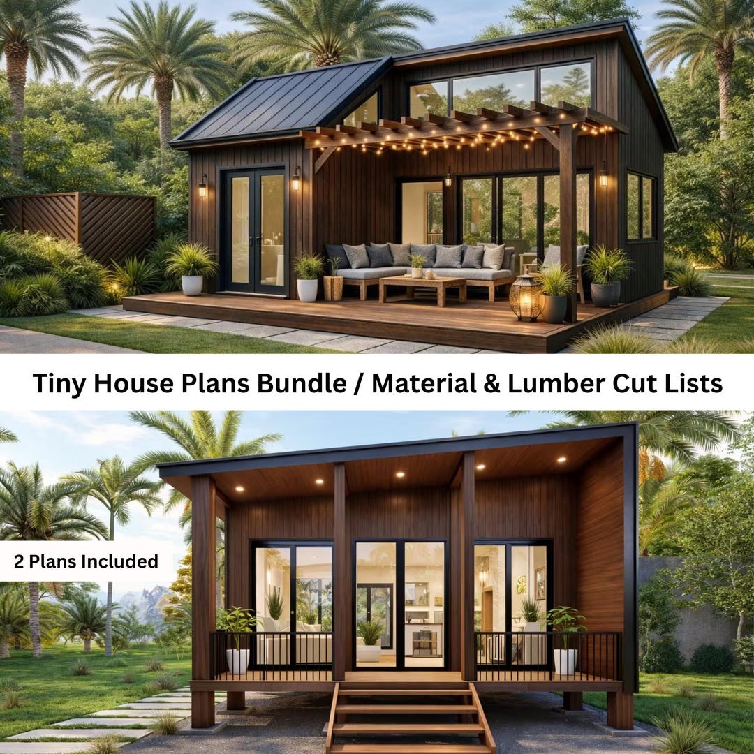 Tiny House Plans Bundle | 2 Cabin Designs / Best Seller Plans / FULL ...