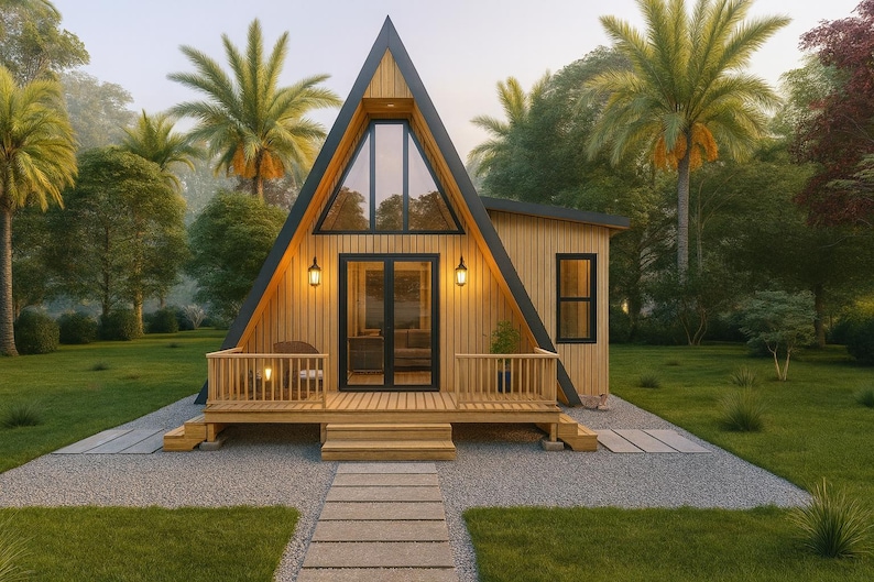 Tiny House Plans A-frame Cabin With Loft 520 Sq Ft, Small Cabin Plans ...
