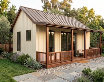 Modern Cabin House Plan | 2 Bed Loft | Tiny House | 612 Sq Ft | PDF Blueprint | Instant Download
