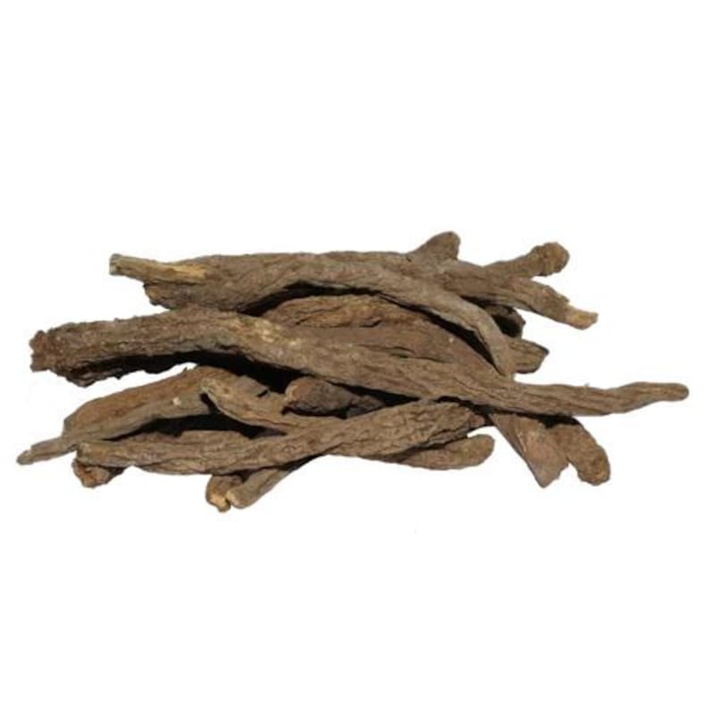 May include: A pile of dried, brown, root-like pieces against a white background. The pieces have a rough, textured surface and vary in size and shape. The overall appearance suggests a natural, organic product, possibly for herbal use.