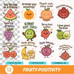 Naklejki Kawaii Fruit Pun: Projekty do planerów i albumów