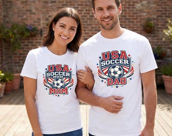 Camisetas a juego para mamá y papá futbolistas de EE. UU. – Camiseta para mamá futbolista de EE. UU., camiseta para papá futbolista, camisetas familiares de fútbol, regalo para aficionados de EE. UU.