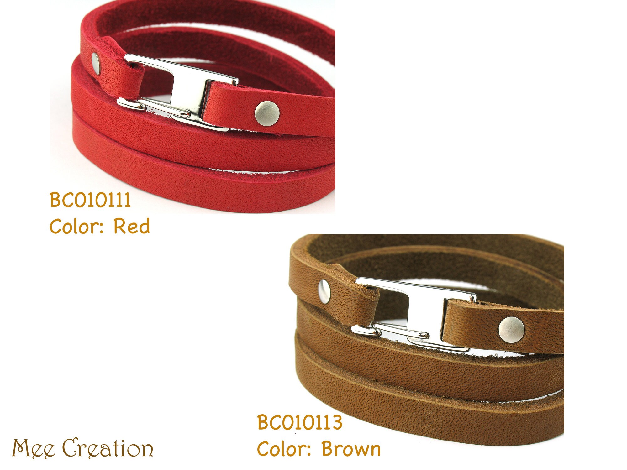 BC010111 316L Stainless Steel Clasp Flat Leather Bracelet Etsy