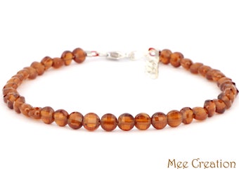 Genuine Hessonite Garnet Bracelet, Hessonite Garnet Beads, Dainty Hessonite Garnet Bracelet, Hessonite Garnet Stackable Bracelet, January Bi