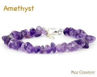 Genuine Amethyst Bracelet, Dainty Amethyst Bracelet, Amethyst Stackable Bracelet, May Birthday gift, Meditation Bracelet, Healing Chakra