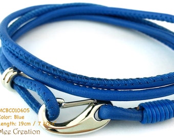 MCBC010605) 2.5mm Genuine Nappa Leather with Stainless Steel Shrimp Clasp Bracelet (19cm / 7 1/2")