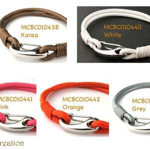 MCBC010441 3mm Genuine Round Leather with Stainless Steel Shrimp Clasp Bracelet 19cm / 7 1/2, Leather Bracelet, Pink Leather Bracelet image 8