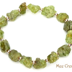 Genuine Peridot Bracelet, Natural Raw Peridot Bracelet, August Birthstone, Dainty Peridot Bracelet, Rough Peridot Bracelet image 3