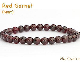 Genuine Red Garnet Bracelet, Dainty Red Garnet Bracelet, Garnet Stackable Bracelet, January Birthstone, Chakra Bead Bracelet, gifts