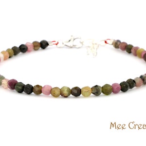 Echte Madagaskar Turmalin Armband, zierliche Turmalin Armband, stapelbare Turmalin Armband, Schutz, Heilung Chakra, Oktober Geburtsstein