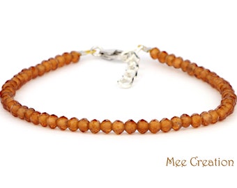 Genuine Hessonite Garnet Bracelet, Hessonite Garnet Beads, Dainty Hessonite Garnet Bracelet, Hessonite Garnet Stackable Bracelet, January Bi