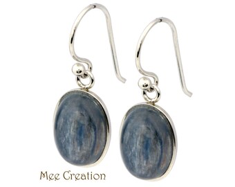 EE20290002) Kyanite Earrings, Oval Cab Earrings, Navy Earrings, Grey Earrings, Drop Earrings, Bohemian Earrings, Dangle Earrings, Wedding
