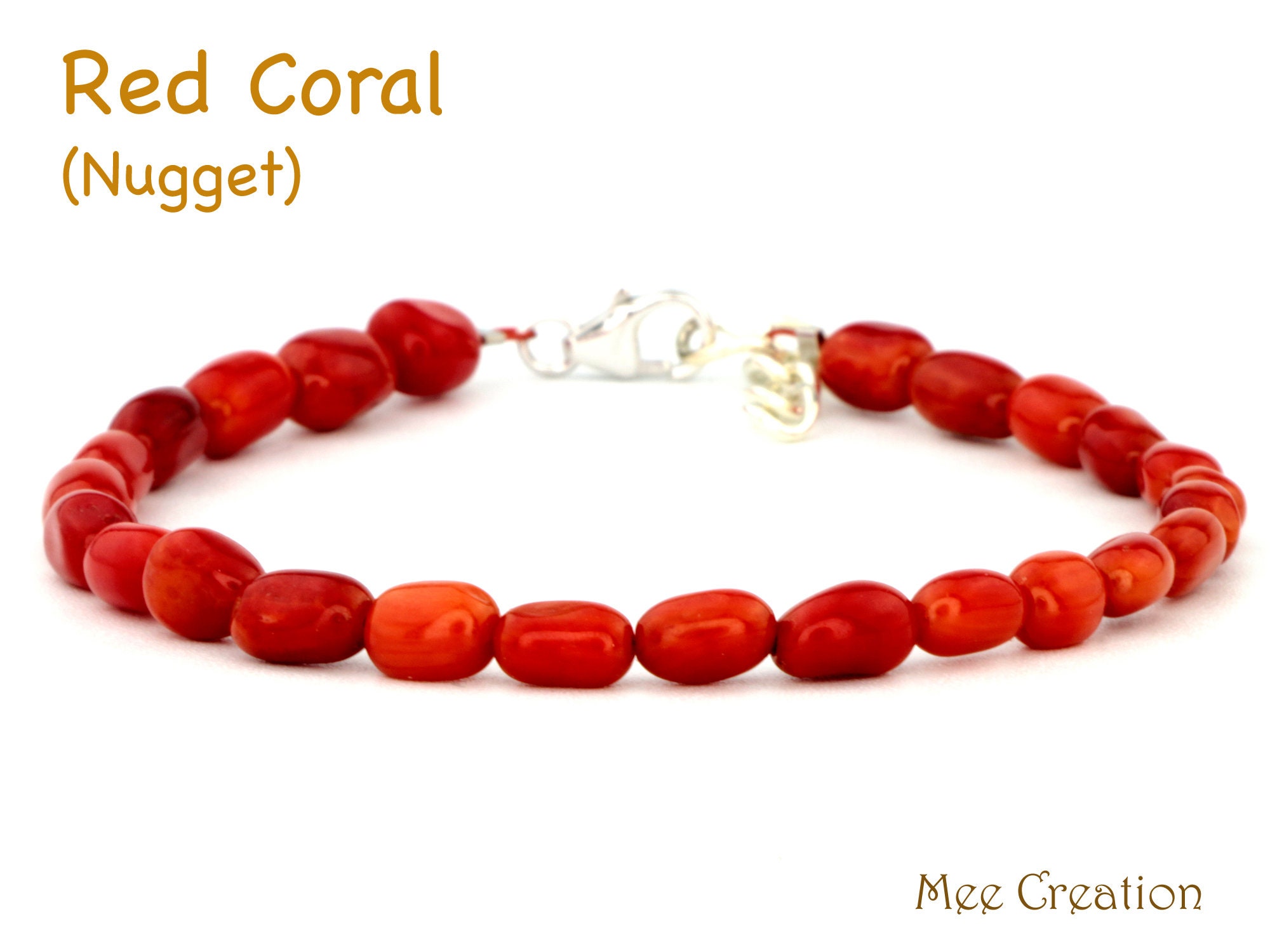 Genuine Red Coral Bracelet, Dainty Red Coral Bracelet, Red Coral