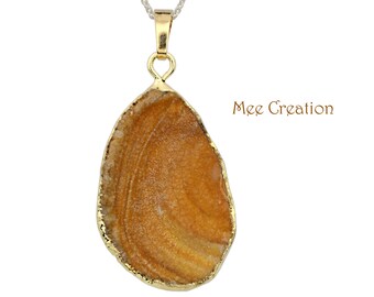 PD050129) Druzy Agate slice, Druzy, Raw Agate Pendant, Druzy Pendant, Grey/Silverish Agate, Healing chakra, 925 Sterling Silver Pendant