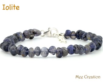 Genuine Iolite Bracelet, Dainty Iolite Bracelet, Iolite Stackable Bracelet, Meditation Bracelet, Healing Chakra, Energy Balance