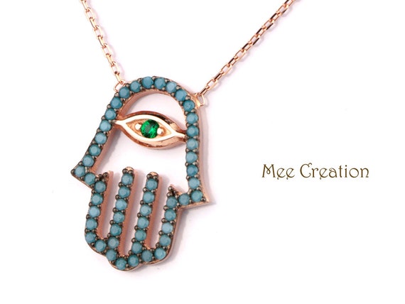 NE303005RG02) 925 Sterling Silver Rose Gold Vermeil Hamsa Hand