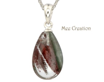 PD110103) Green Phantom Crystal Pendant, Pear / Teardrop Briolette Pendant, Lodolite Pendant, Green Pendant, Crystal Briolette Pendant, Geo