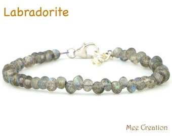 Genuine Labradorite Bracelet, Dainty Labradorite Bracelet, Labradorite Stackable Bracelet, Meditation Bracelet, Healing Chakra, Protection,