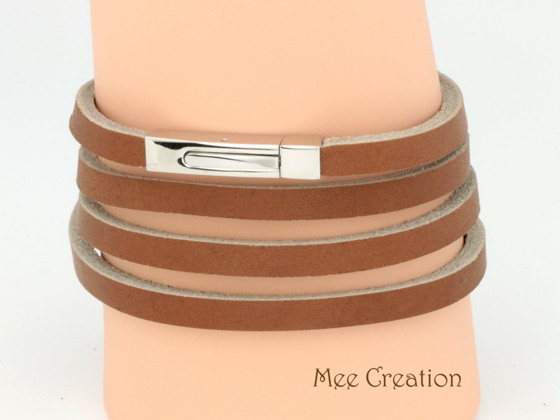 BC010103 Easy to Wear 316L Stainless Steel Clasp Flat Leather Etsy