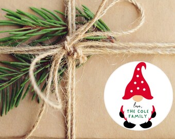 Gepersonaliseerde kerstcadeaustickers, kabouterkerstmansticker, kabouterkerststickers aangepaste cadeaustickers