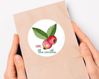 Gepersonaliseerde kerstcadeaustickers, hulstcadeaustickers, aangepaste cadeaustickers