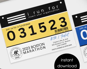 Race Bib uitnodiging - aangepaste Race Bib - Marathon fondsenwerving uitnodiging - Boston Marathon Runners Bib - Race Bib aangepaste uitnodiging