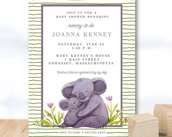Kuala baby shower uitnodiging, baby shower neutraal, Kuala uitnodigingen, preppy baby shower