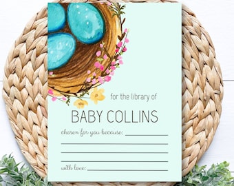 Babyshower Bookplate, Bird Next Bookplate, Kwekerij Bookplate Geschenken